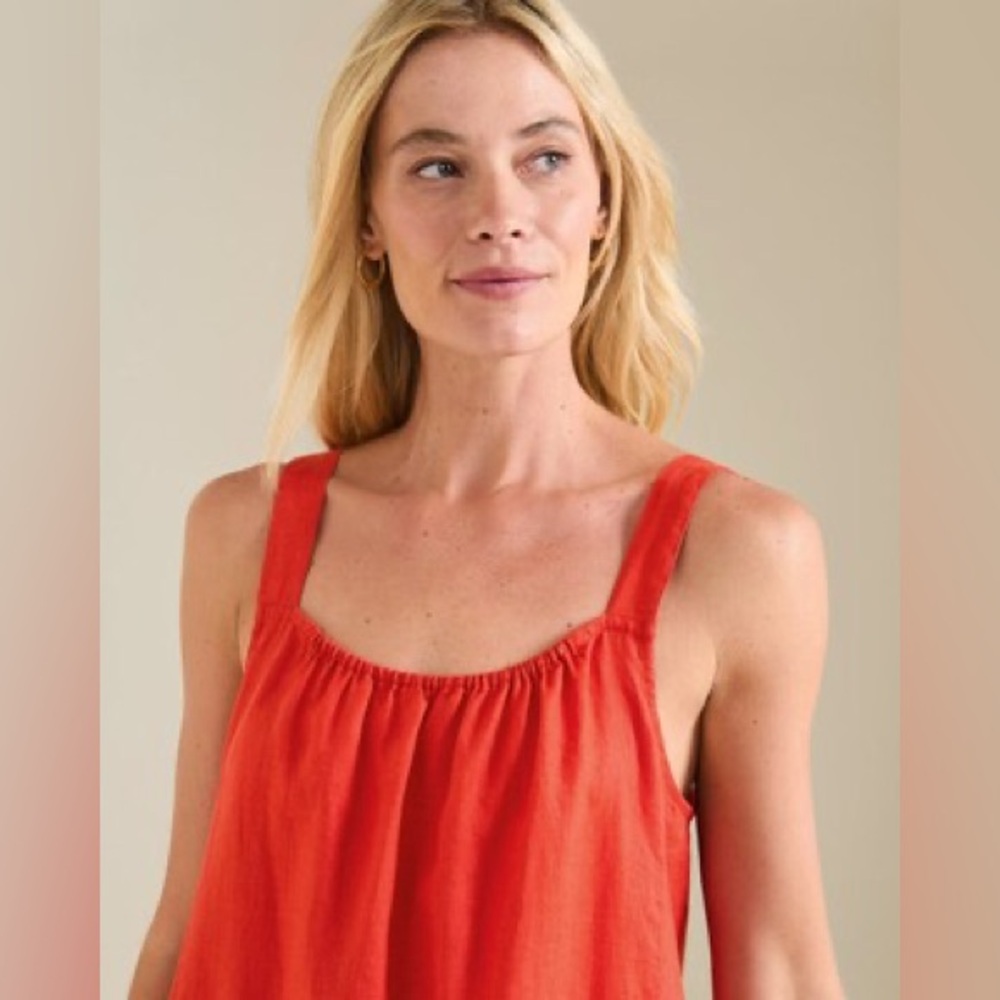 Eileen Fisher Organic Linen Red Dress Large - Picture 3 of 7